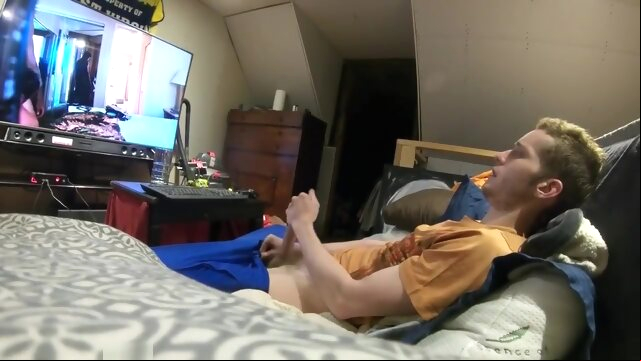 My Bro Caught Watching gay porno amateur  big cock cumshot
